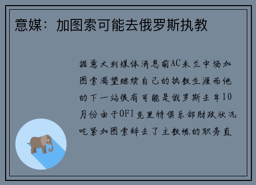 意媒：加图索可能去俄罗斯执教