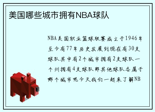 美国哪些城市拥有NBA球队